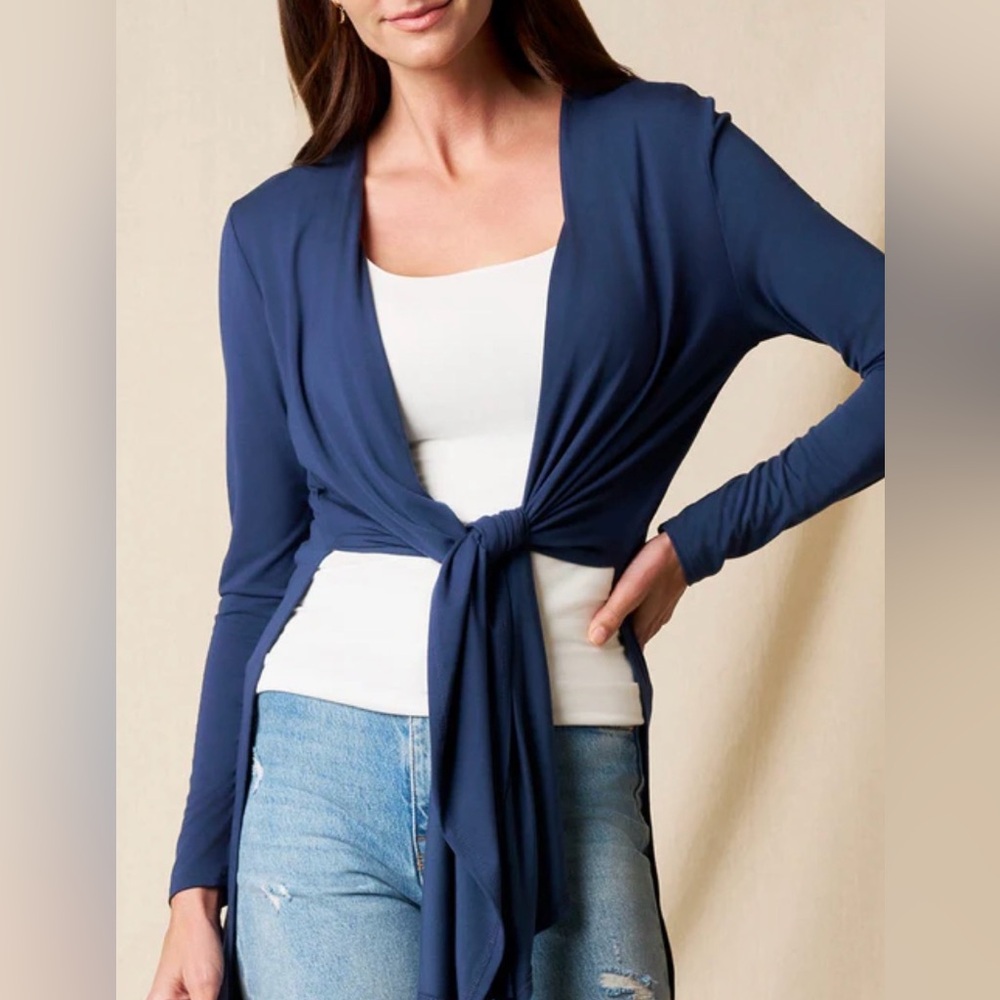 Sivana Bamboo Yoga Wrap Blue Open Cardigan Size Small - Picture 3 of 8